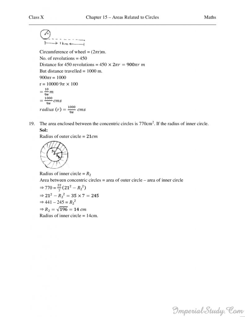 Areas Related to Circles Solutions for RD Sharma Class 10 Chapter 15