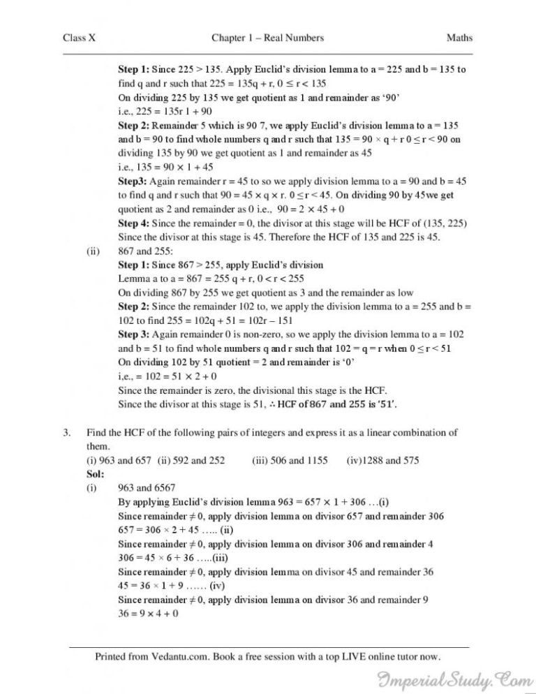 Real Numbers R.D. Sharma Solution Chapter 1 – Class 10th Maths