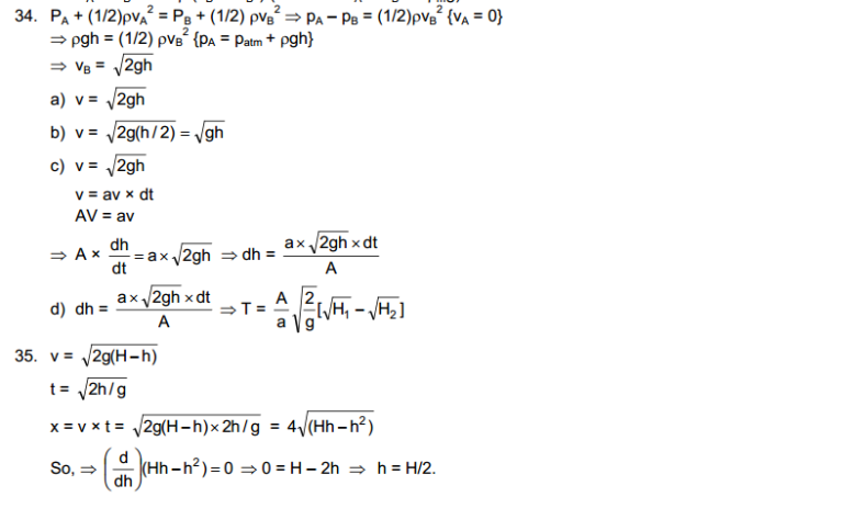 Fluid Mechanics HC Verma Concepts of Physics Solutions