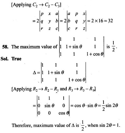 Determinants NCERT Exemplar Problems Solutions Class 12th