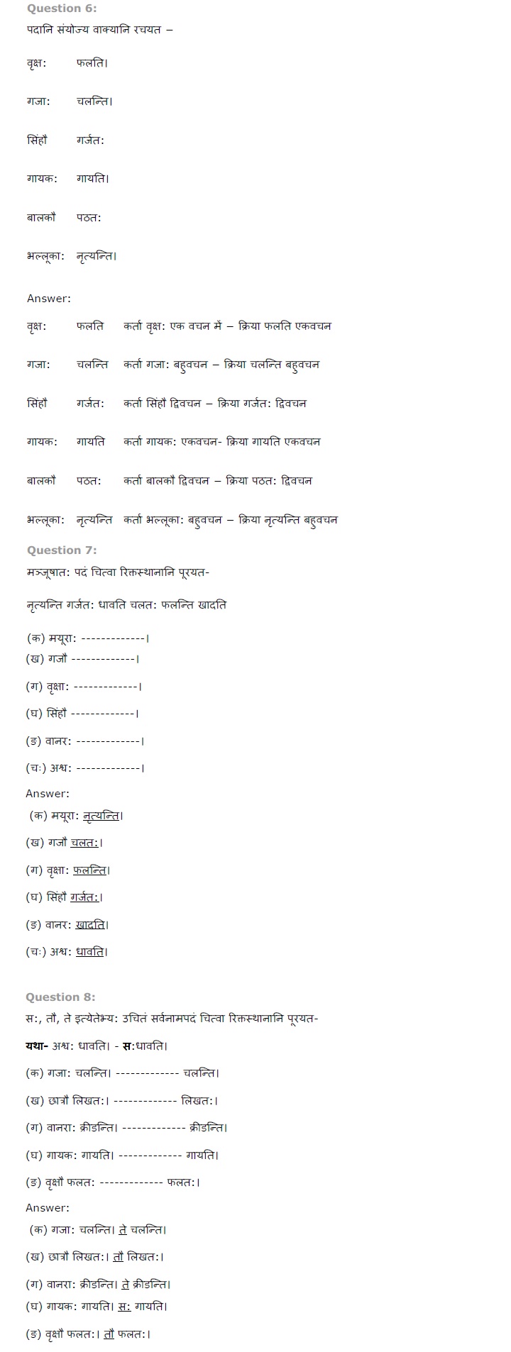 Chapter 1 – अकारान्त – पुल्लिङ्ग Class 6th Sanskrit NCERT Solutions