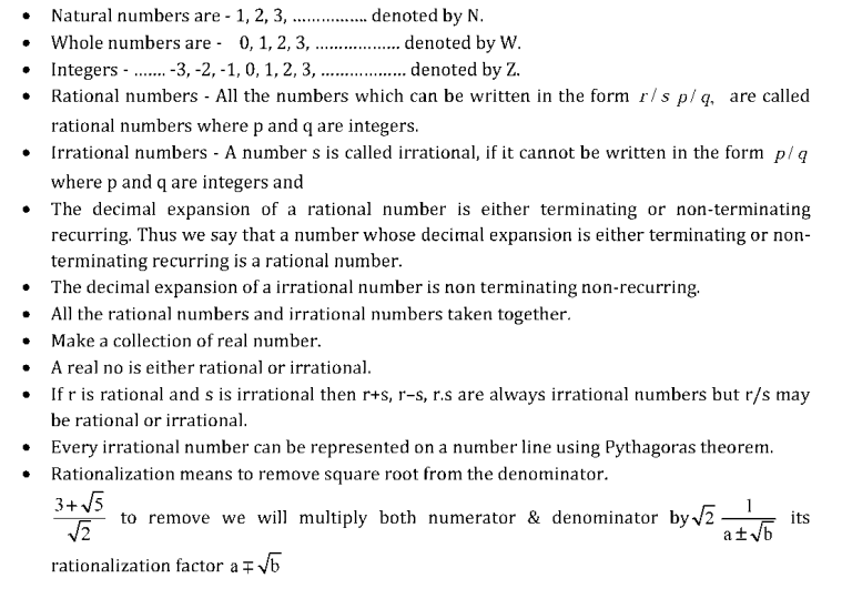 Chapter 1 Number Systems Notes for Class 9th Maths